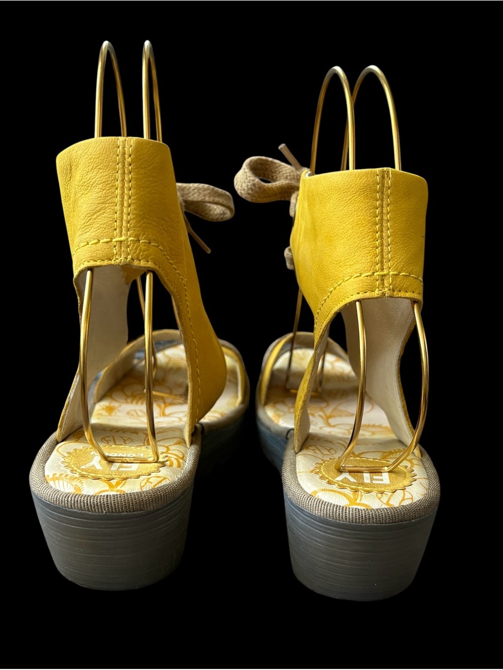 🪰FLY LONDON Yaje Yellow Platform Wedge Sandle Sz 41/10 - Picture 7 of 13